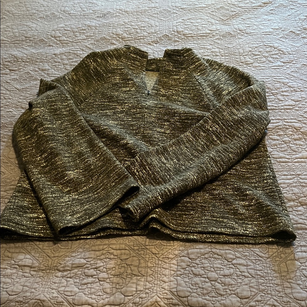 Halogen Metallic Gray Turtleneck Sweater
